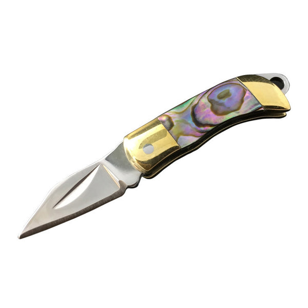 Beautiful Shell Necklace Folding Blade Knife Mini Pocket Wallet Keychain Knives Survival EDC Tool Cutter Peeler Christmas Gift