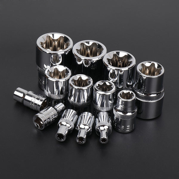 1/4" 3/8" 1/2 E-Socket Sockets Set Adapter Torx Star Bit Repair Hand Tools Head for Torque Spanner Ratchet Socket Wrench