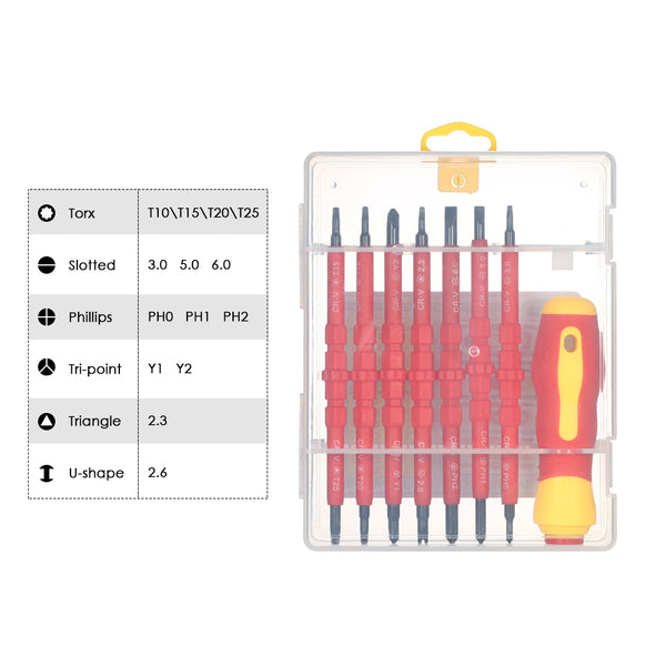 13pcs 1000V hand tools multitool Insulated Screwdrivers Set + Magnetic Slotted Phillips Pozidriv Torx Bits electrician tools
