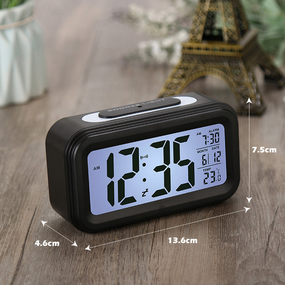 LED Digital Alarm Clock Electronic Smart Clocks Temperature & Calendar Snooze Function Alarm Clock Home Table Backlight Display