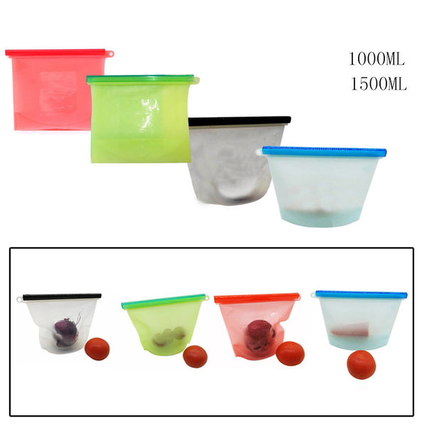 Reusable Silicone Vacuum Seal Food Fresh Bag Fruit Meat Milk Storage Containers Refrigerator Bag Kitchen Organizer