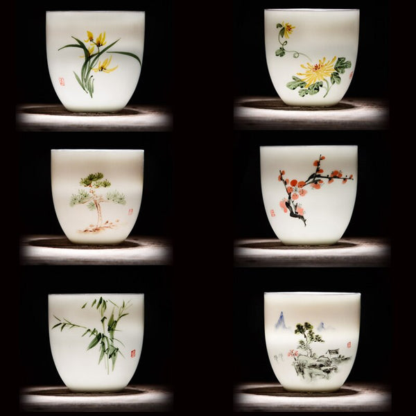6 PCS/LotTraditional Chinese Tea Cup Ceramic Advanced Porcelain Tea Set Accessories Teacups Drinkware Dropshipping