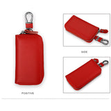 Genuine Leather Man Key Wallets Short Square Cowhide ID Card Holder Zipper Multi-function Car Keychain Housekeeper Key Organizer
