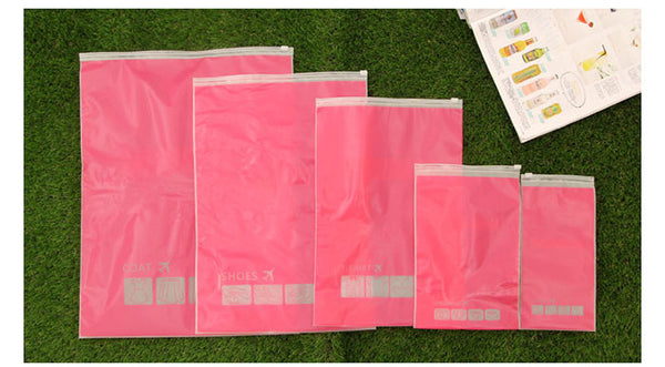 8 PCS/set Cartoon Travel Organizer Clothing Storage Bag Zip Lock Plastic Bags Waterproof Garment Shoe Sock Luggage Bag Y119
