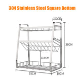 3 Layers Kitchen Spice Rack 304 Stainless Steel Countertop Spice Jars Bottle Shelf Kitchen Organizer Shelf Storage Holder Black