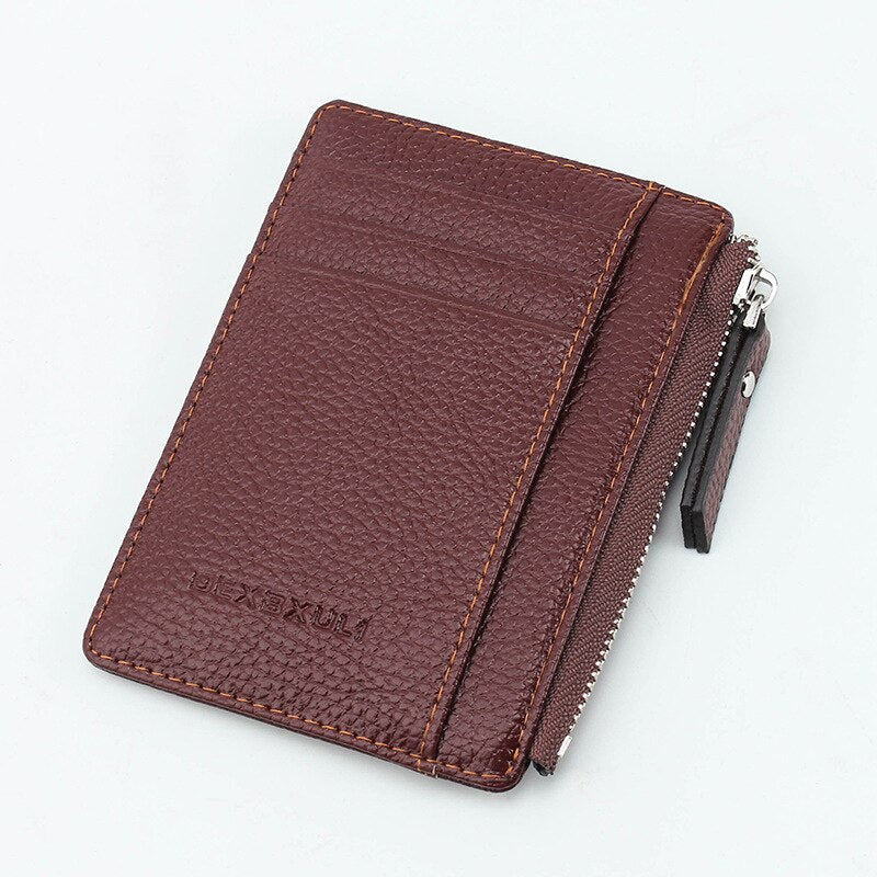 Men/Women Mini ID Card Holders Business Credit Card Holder PU Leather Slim  Bank Card Case Organizer Wallet Zipper Unisex –