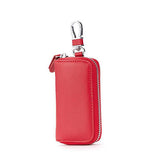 Genuine Leather Man Key Wallets Short Square Cowhide ID Card Holder Zipper Multi-function Car Keychain Housekeeper Key Organizer