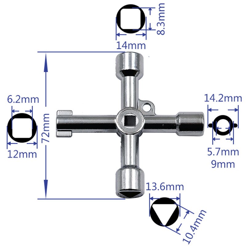 Multifunction 4 Ways Universal Triangle Wrench Key Plumber Keys Triangle For Gas Electric Meter Cabinets Bleed Radiators