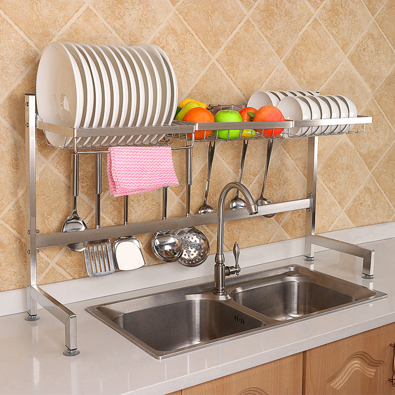 Kitchen stainless steel sink drain rack kitchen shelf DIY dishes