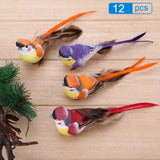 12pcs/LOT DIY Artificial Bird Feather Foam Cute Simulation Bird Sparrow Home Decor Table Bookshell Ornament Mini Craft Birds