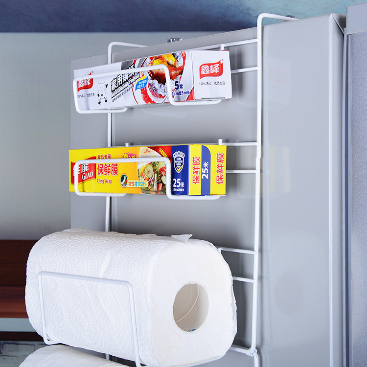 Kitchen multi-functional refrigerator hanger storage shelf for plastic wrap refrigerator side wall kitchen organizers Main image