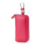 Genuine Leather Man Key Wallets Short Square Cowhide ID Card Holder Zipper Multi-function Car Keychain Housekeeper Key Organizer