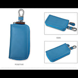 Genuine Leather Man Key Wallets Short Square Cowhide ID Card Holder Zipper Multi-function Car Keychain Housekeeper Key Organizer