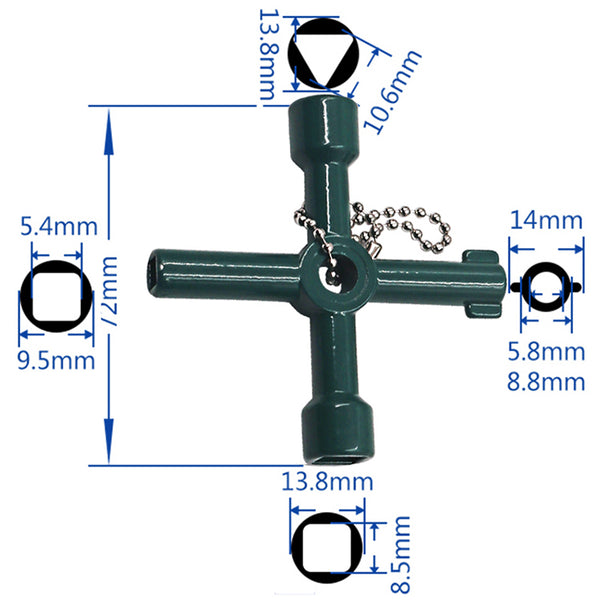 Multifunction 4 Ways Universal Triangle Wrench Key Plumber Keys Triangle For Gas Electric Meter Cabinets Bleed Radiators