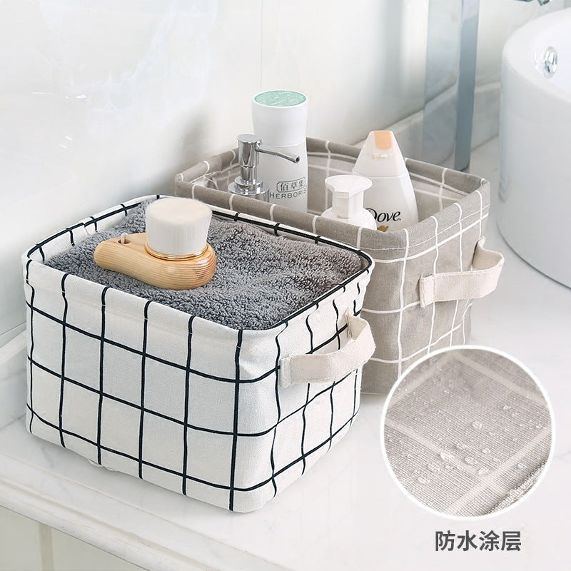 Desktop Storage Basket Cute Printing Waterproof Organizer Cotton Linen Sundries Storage Box Cabinet Underwear Storage Bag Main image