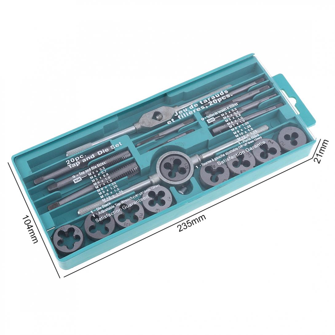 20pcs/lot Tap & Die Set with Small Tap Twisted Hand Tools and 1/16-1/2 Inch NC Screw Thread Plugs Taps Hand Screw Taps Main image