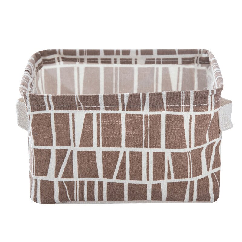 Desktop Storage Basket Cute Printing Waterproof Organizer Cotton Linen Sundries Storage Box Cabinet Underwear Storage Bag