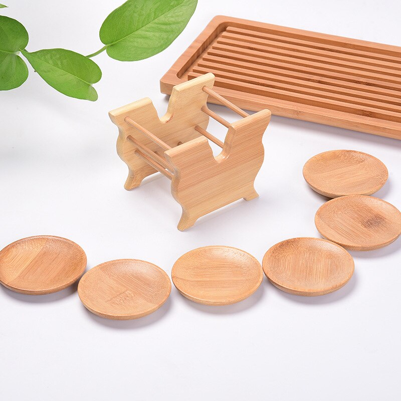High Quality Bamboo Coaster and Holder Set Home Office Meeting Room Mugs Drinking Cup Mat Kung fu Tea Set Accessories Secondary image