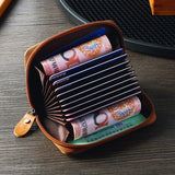 Cow Leather Wallet RFID Business Card Holder Men Zipper Blue Brown Credit Card Wallet carteira Male Portfele Retro tarjetero
