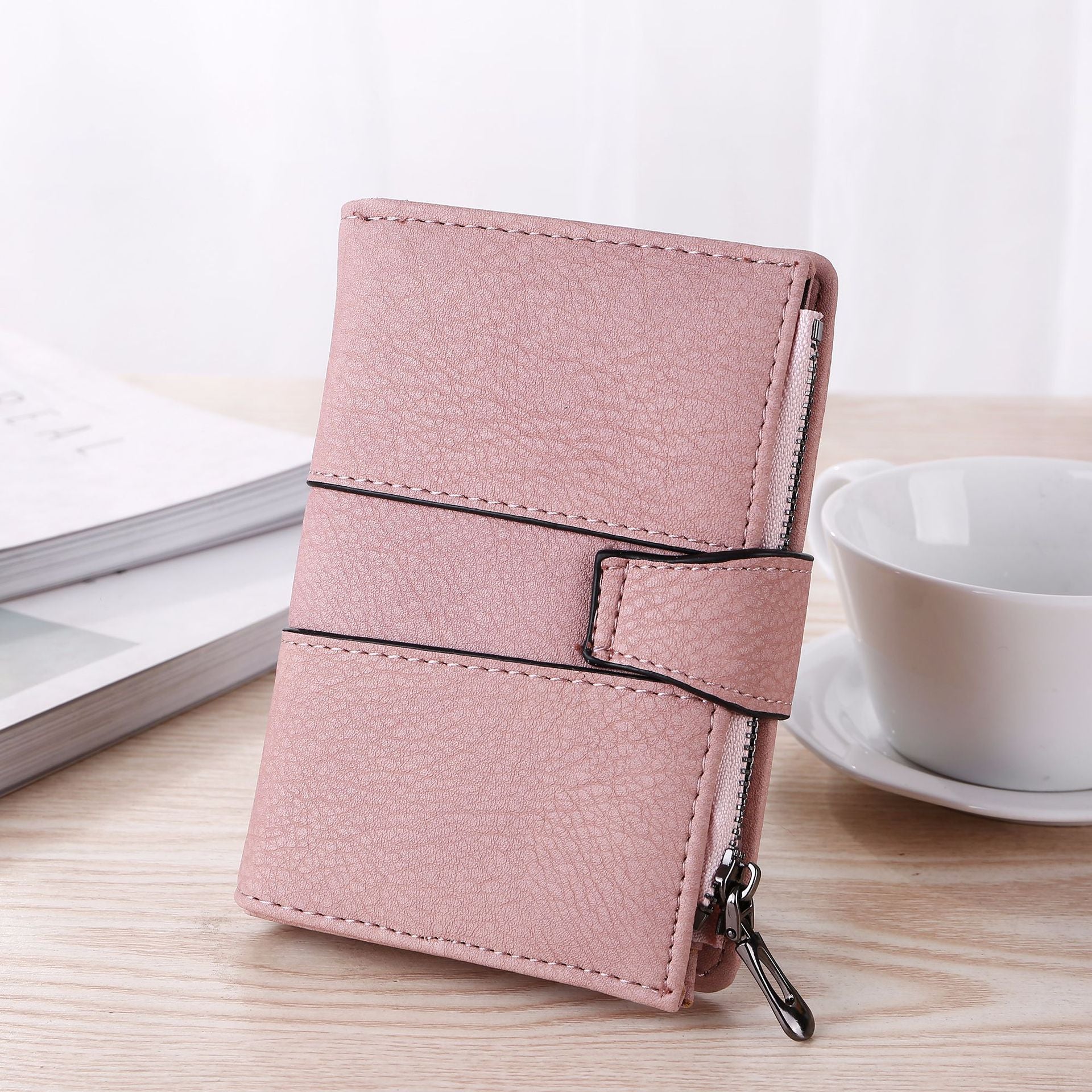 PVC Faux Leather Wallets for Women, Artificial Leather Gift Box Packing Ladies  Small Cute Purses with Zipper Coin Pocket Women's Mini Short Wallet Girls  Designer Zip Around Wallet Credit Car 