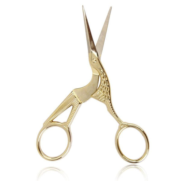 Stainless Steel Retro Tailor Scissor Crane Shape Sewing Small Embroidery Craft CrossStitch Scissors DIY Home Tools (Golden)