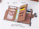 Men's Wallet Leather Short Carteira Vertical Locomotive British Casual Multi-function Card Bag Zipper Buckle Triangle Folding