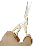 Stainless Steel Retro Tailor Scissor Crane Shape Sewing Small Embroidery Craft CrossStitch Scissors DIY Home Tools (Golden)