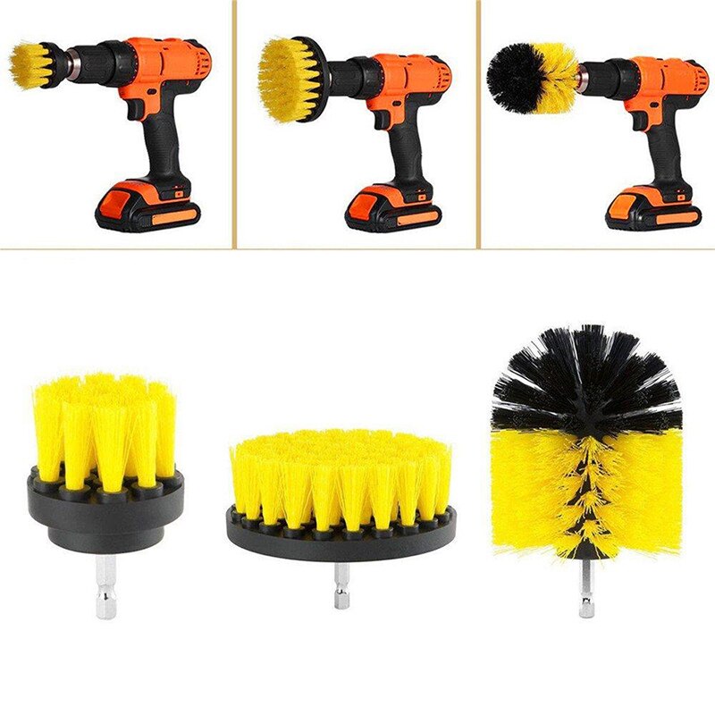 3pcs/set Drill Power Scrub Clean Brush For Leather Plastic Wooden Furniture Car Interiors Cleaning Power Scrub 2/3.5/4 inch Secondary image