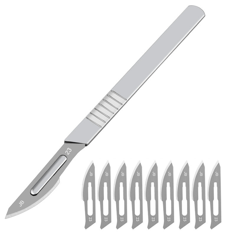 10pcs 11# 23# Carbon Steel Surgical Scalpel Blades + 1pc Handle Scalpel DIY Cutting Tool PCB Repair Animal Surgical Knife