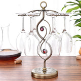 Nordic Style Goblet Holder Wine Cup Rack Red Wine Glass Cup Standing with 6 Hooks Stainless Steel Hanging Drinking Glasses Rack