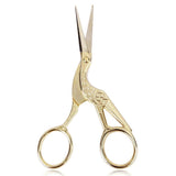 Stainless Steel Retro Tailor Scissor Crane Shape Sewing Small Embroidery Craft CrossStitch Scissors DIY Home Tools (Golden)