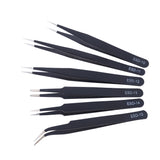 6Pcs Anti-static ESD Stainless Steel Tweezers Maintenance Tools Industrial Precision Curved Straight Tweezers Repair Tools