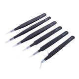 6Pcs Anti-static ESD Stainless Steel Tweezers Maintenance Tools Industrial Precision Curved Straight Tweezers Repair Tools