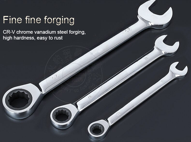Ratchet Combination Metric Wrench Set Fine Tooth Gear Ring Torque and Socket Wrench Set Nut Tools for Repair A Set of Wrench