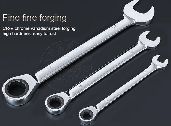Ratchet Combination Metric Wrench Set Fine Tooth Gear Ring Torque and Socket Wrench Set Nut Tools for Repair A Set of Wrench
