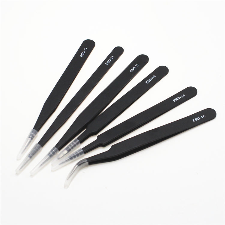 10 model metal anti-static bending straight tip tweezers precision welding  electronic ESD tweezers for soldering smd tool set