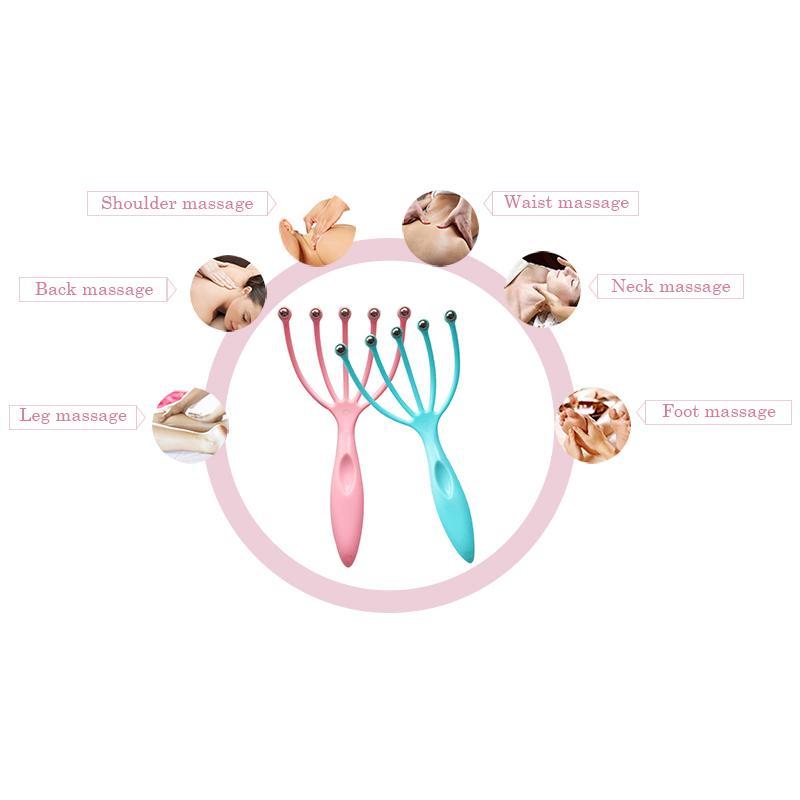 Five Finger Relax Massager Head Hair Held SPA Scalp Neck Stress Release Head Physician Steel Ball Massage Relaxation 1Pc