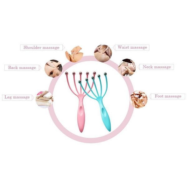Five Finger Relax Massager Head Hair Held SPA Scalp Neck Stress Release Head Physician Steel Ball Massage Relaxation 1Pc