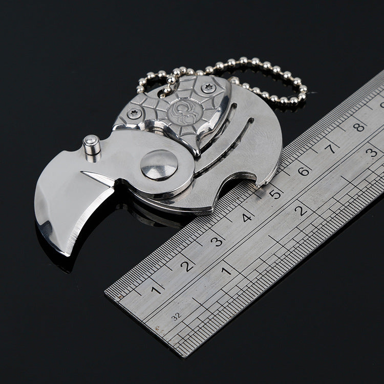 Mini Pocket Knives Outdoor Self-defense EDC Tools Coin Round Steel Folding Blade Knife Portable Gadget KeyRing Pendant Hand Tool Main image