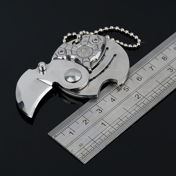 Mini Pocket Knives Outdoor Self-defense EDC Tools Coin Round Steel Folding Blade Knife Portable Gadget KeyRing Pendant Hand Tool