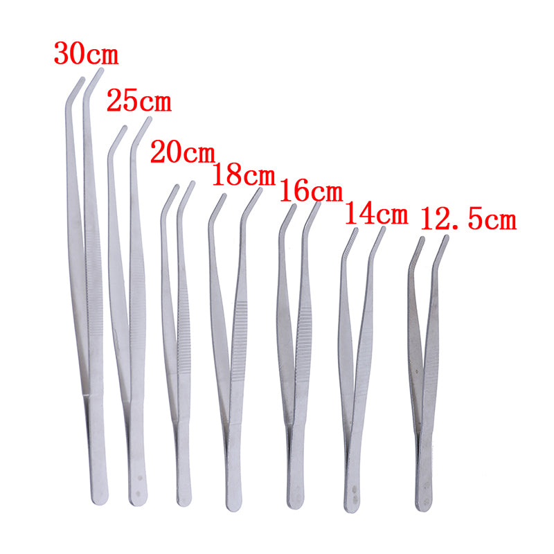 1PC Hot New Stainless Multifuctional Steel Elbow Tweezers Aquarium Clear Clip Tool Medical Repair Tools 12.5/14/16/18/20/25/30cm