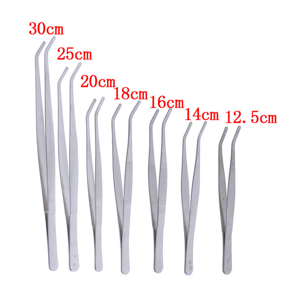 1PC Hot New Stainless Multifuctional Steel Elbow Tweezers Aquarium Clear Clip Tool Medical Repair Tools 12.5/14/16/18/20/25/30cm