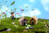 Wooden House Miniature figures decorative fairy garden animal statue Home Desktop Gift Moss ornaments resin craft TNB081