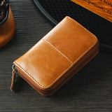 Cow Leather Wallet RFID Business Card Holder Men Zipper Blue Brown Credit Card Wallet carteira Male Portfele Retro tarjetero