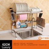 Kitchen stainless steel sink drain rack kitchen shelf DIY dishes cutlery dry drain rack 2 layer storage rack pantry organizer