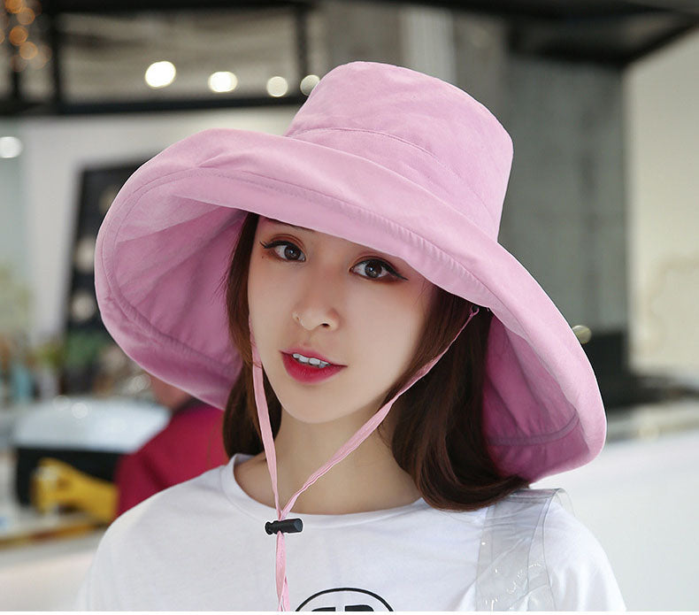 Anti-UV Wide Brim Cotton Linen Sun Hat For Women Vacation Summer Panama  Foldable Bucket Hat Large Brim Korean Beach Sun Hat –
