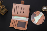 Men's Wallet Leather Short Carteira Vertical Locomotive British Casual Multi-function Card Bag Zipper Buckle Triangle Folding