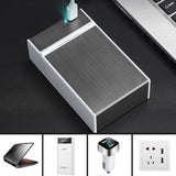 Anpro 2-in-1 Cigarette Case Box USB Rechargeable Lighter for Smoking Flameless Aluminum Alloy Windproof Lighter