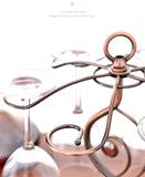Nordic Style Goblet Holder Wine Cup Rack Red Wine Glass Cup Standing with 6 Hooks Stainless Steel Hanging Drinking Glasses Rack