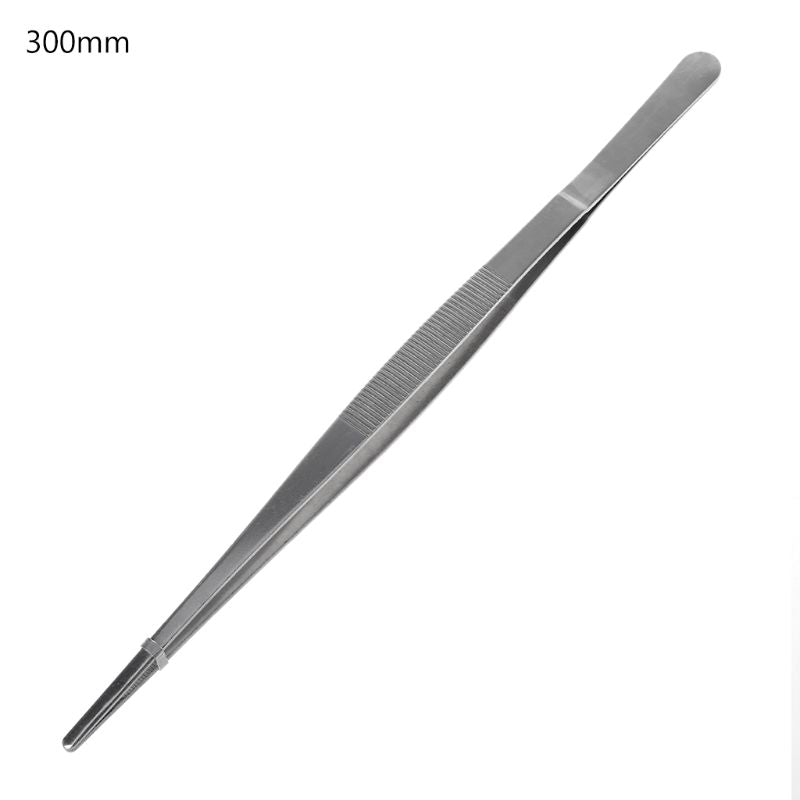 5 Sizes Toothed Tweezers Barbecue Stainless Steel Long Food Tongs Straight Home Medical Tweezer Garden Kitchen BBQ Tool